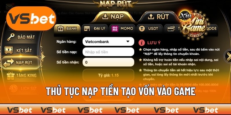 Hướng dẫn nạp tiền vào ví game VSBET nhanh chóng